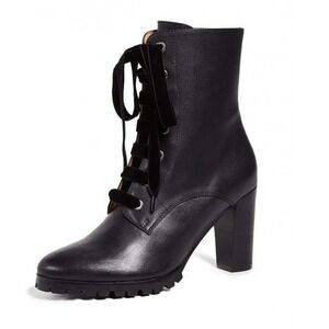 Anthropologie Matiko Emma Lace Up Boots Heels Black Lug Sole Sz 39  New in Box‎